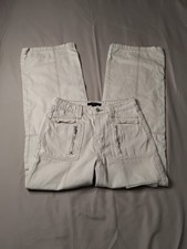 Jeans cargo Forever 21 gamba larga gamba dritta donna taglia S vita alta bianco sporco.
