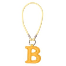 Initial Letter Keychain Cute Leather Keychains with Letter B for Bag Yellow