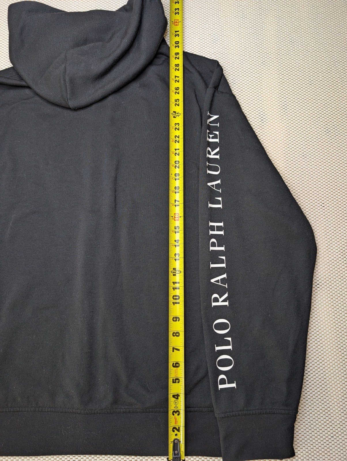 PONY Polo Ralph Lauren uomo XXL nera grande manica a cavallo scritta full zip con cappuccio