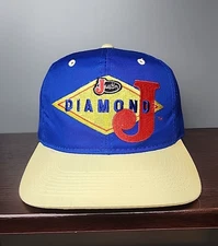 Vintage Justin Diamond J Boots Logo Cap Snapback Trucker Hat Blue Youngan snaps