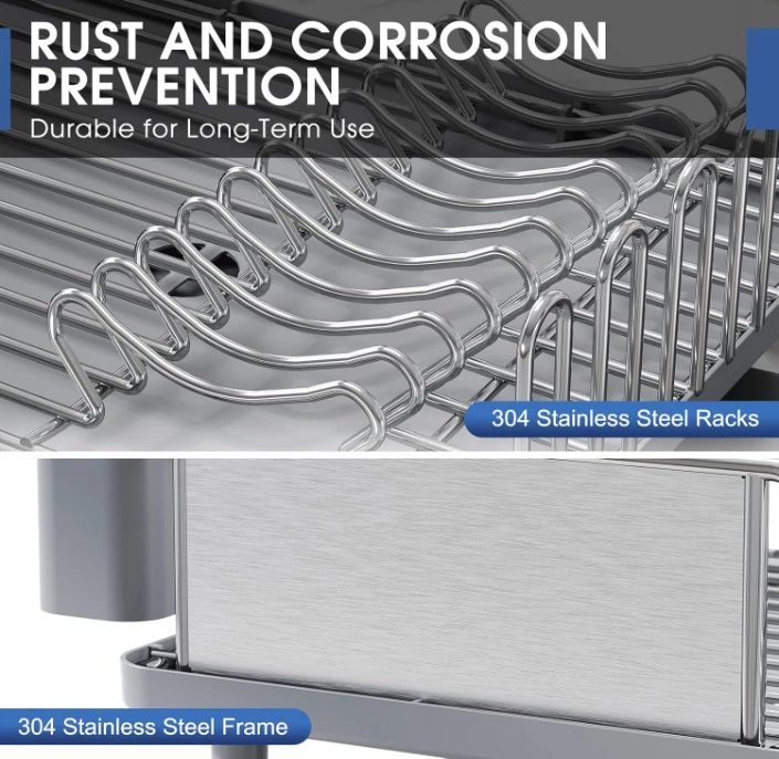 Escurridor Platos Acero 304 Gran Capacidad con Bandeja y Porta Utensilios, Nuevo Foto 2 de 4