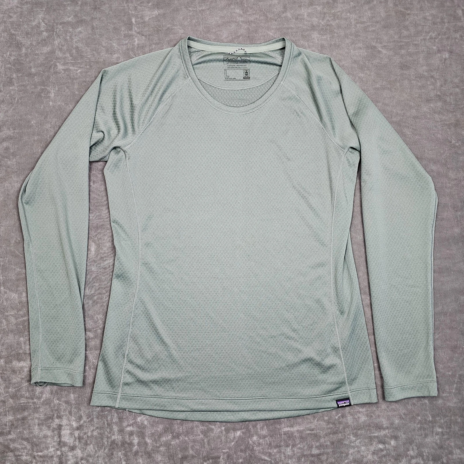 Patagonia Shirt Womens Large Green Capilene Midweight Long Sleeve Baselayer