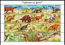 Tanzania #902 Dinosaurs of Africa (1992) sheet of 16 MNH