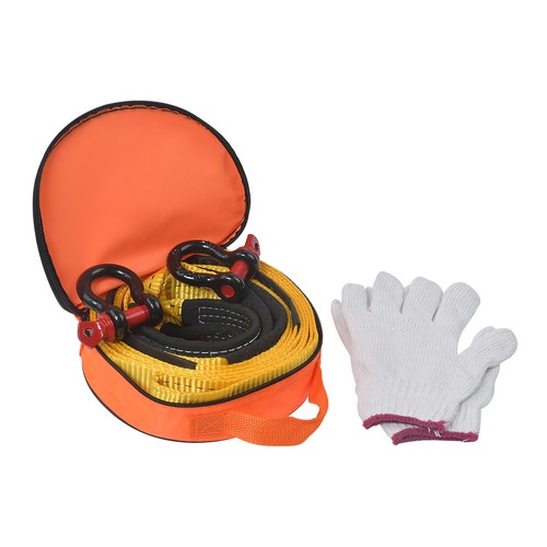 Tow Strap Recovery Kit Rescue Towing Rope 10 Tons 5m with D-Ring Shackles Gloves - Picture 10 of 18
