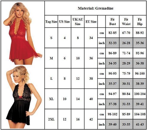 Sexy Womens Lace Sheer Lingerie Babydoll Underwear Night Dress Gown PJS Slepwear - Picture 3 of 11