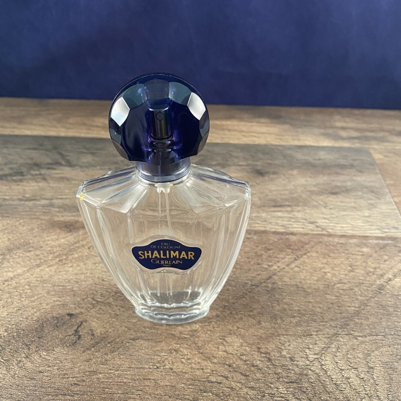 Vtg. Shalimar Guerlain Paris Eau De Toilette empty glass 2.5 oz. bottle