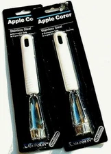 Set Of 2 Aronson Apple Corer Stainless Steel White Plastic Handle 