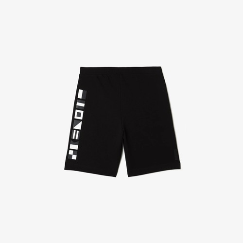 Pantaloncini corti uomo neri Lacoste taglia 7 (FRANCIA)-XXL elastico in vita logo stampa riflettente - Foto 7 di 13