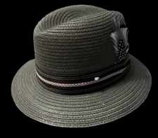 Mens Oxford Gray lowrider center crease  hat fedora Derby Combo Feather