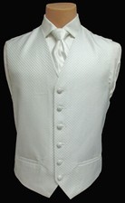 Men's Light Silver Tuxedo Vest and Long Tie Platinum Formal Wedding Prom Large L