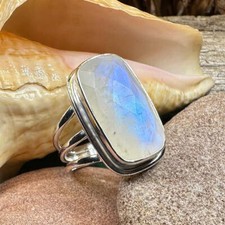Large Moonstone Ring Wiccan Pagan Boho Statement Ladies Ring 925