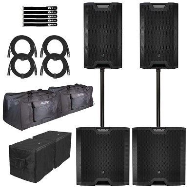 LD Systems ICOA 15 A BT 15'' Bluetooth Active Speakers Pair w Dual Subwoofers