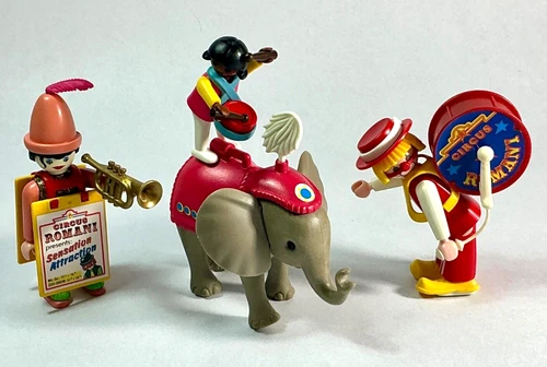 Vintage Playmobil 3797 Romani Circus Clowns w/ Baby Elephant Complete