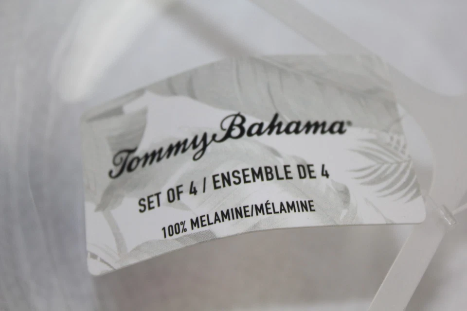 Tigelas de macarrão rachado branco Tommy Bahama 9" grande borda marrom rústica conjunto de 4 novas com etiquetas - Imagem 3 de 4