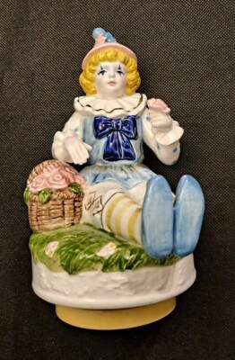 VINTAGE SCHMID PORCELAIN SIGNED CLOWN MUSICAL COLLECTIBLE FIGURINE!   e2325TCX