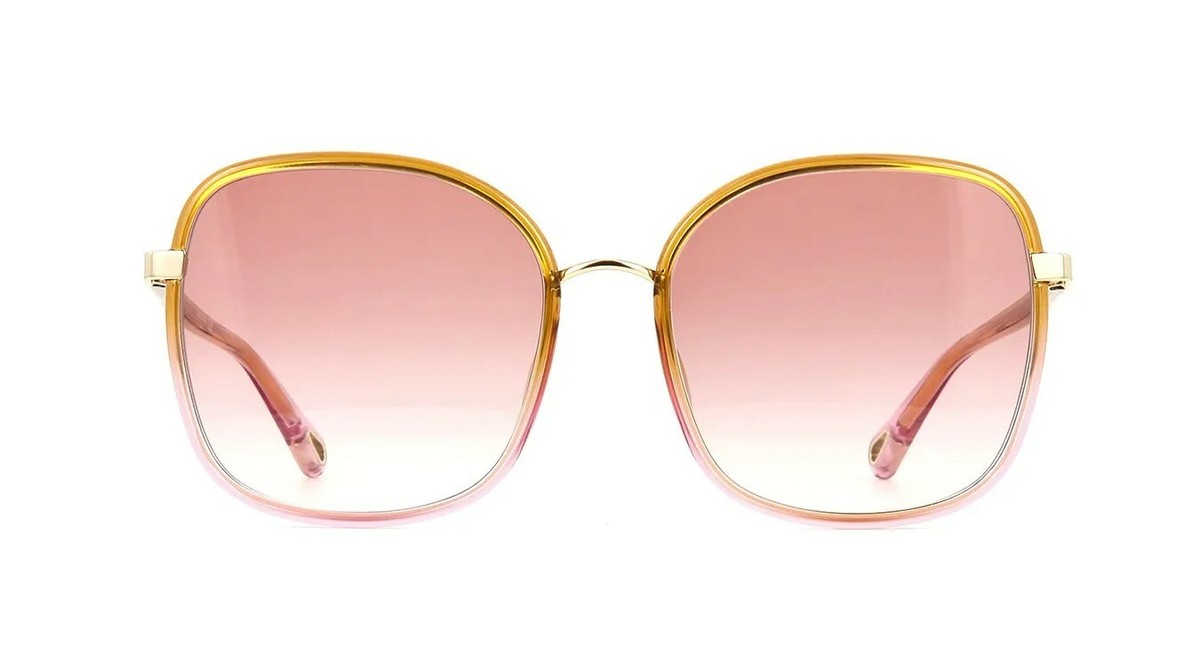 Chloé CH0031SA Franky サングラス ピンクゴールド 現行品 Chloé FRANKY CH0031S Yellow Pink Crystal/Orange Shaded (002