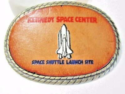 Kennedy Space Center Shuttle Launch Site Vintage Belt Buckle Leather