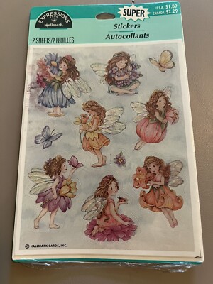 Vintage Hallmark Expressions Glitter Wings Fairies Super Stickers Sealed Pack