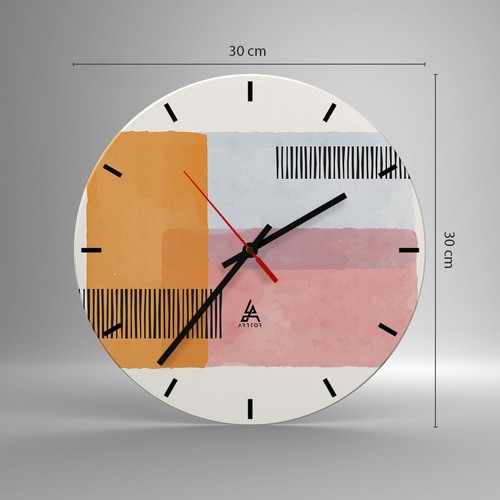 Orologio da Parete in Vetro 30x30cm Acquarello Rettangoli Linee Silenzioso - Foto 3 di 10