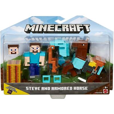 Minecraft Comic Maker Steve und gepanzertes Pferd 3,25 Zoll Actionfigur 2er-Pack