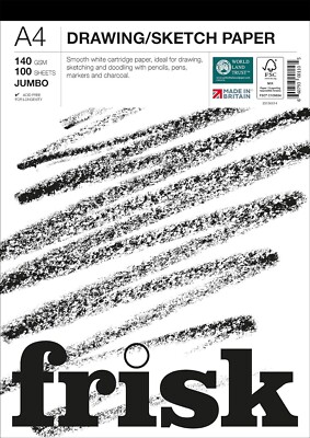 Frisk Zeichen-/Skizzenpapier Block - 140 g/m² - Jumbo 100 Blatt - A4