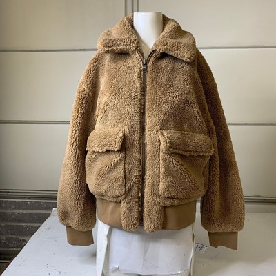 GAP Soft Sherpa Moto Jacket Women's Size Medium Nut Brown