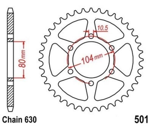 Roue a Chaîne 42 Dents pas 525 pour moto Honda CBF 600 N 2004-2011