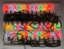 VTG. JOYBRITE 35 SUPERGLO REFLECTOR Miniature Light Set Christmas Tree 