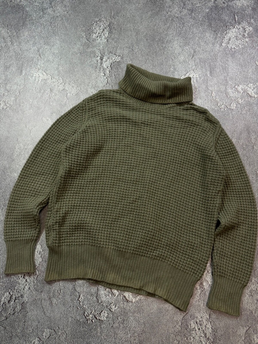 RARE Prada Vintage Archive Hard Knit Sweater High Neck Khaki Green