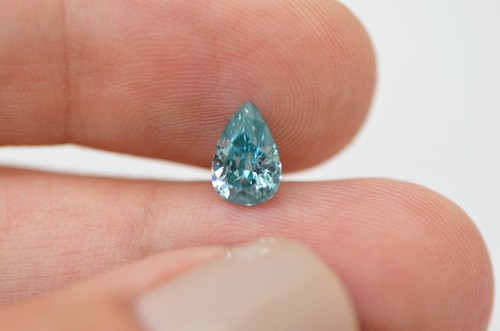 Pear Shaped Diamond Loose Fancy Blue Color 0.86 Carat VS2 Real Natural Enhanced - Picture 2 of 12