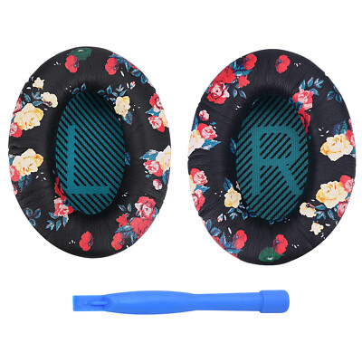 Ersatz Ohrpolster für Bose QC35/QC35 II -Protein PU Kopfhörer  - Blumendruck