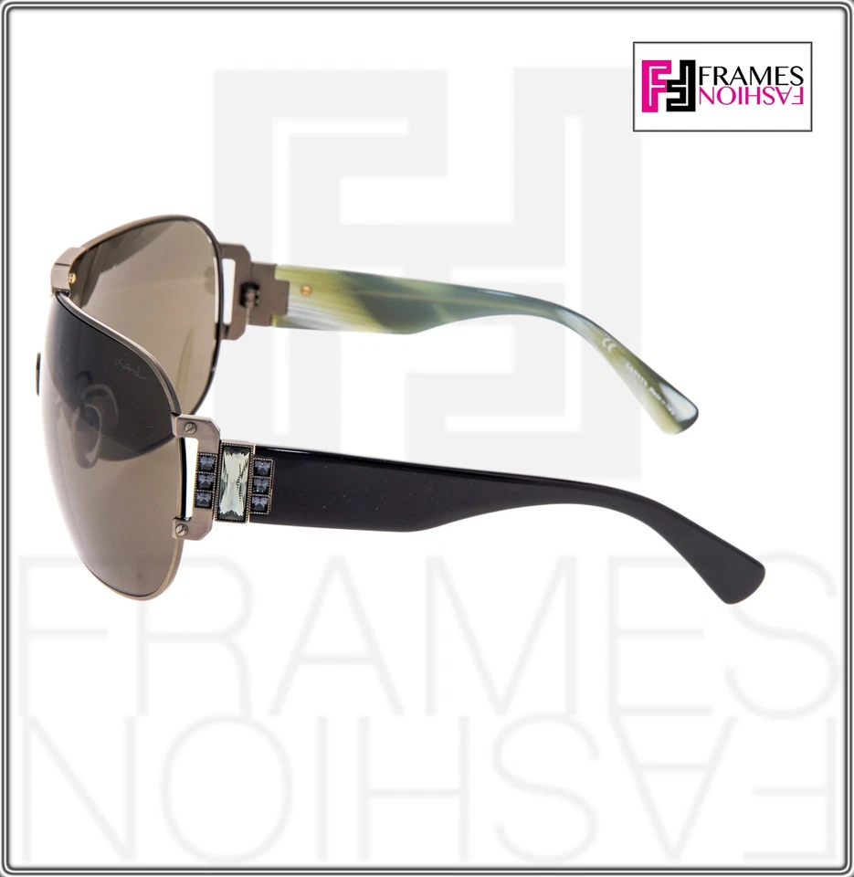 Gafas de sol LANVIN LN027S metal cepillado negro bronce cuerno visera envoltura cristal 027 Foto 2 de 4
