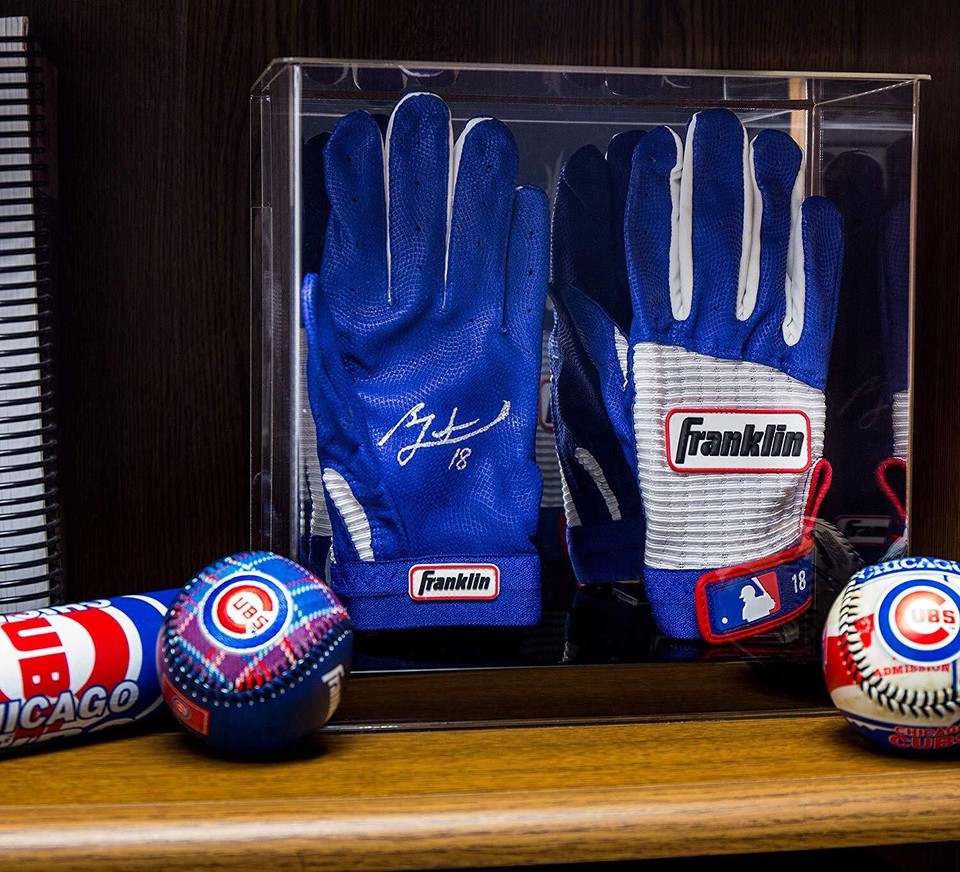 Double Baseball Batting Gloves Wall MOUNTABLE Display Case with Mirror