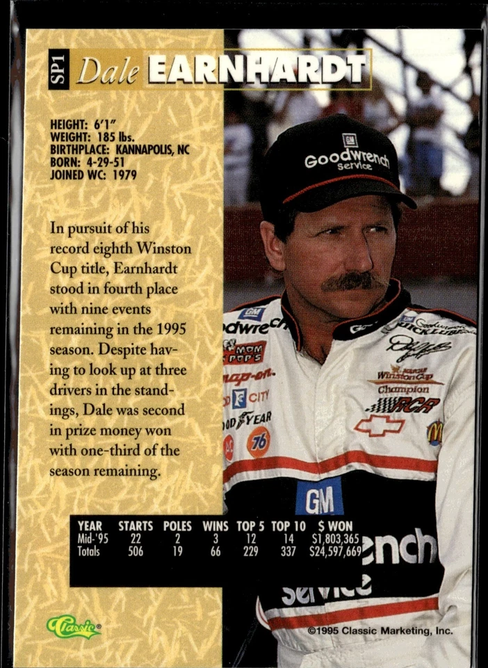 1996 Classic 5 Sport Printers Proof Preview #SP1 Dale Earnhardt - Image 2 of 2