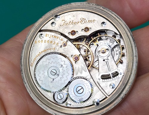 Elgin Pocket Watch Railroad Grade 454 LS 16S 21J FATHER TIME c1922 FOR REPAIR - Picture 9 of 24