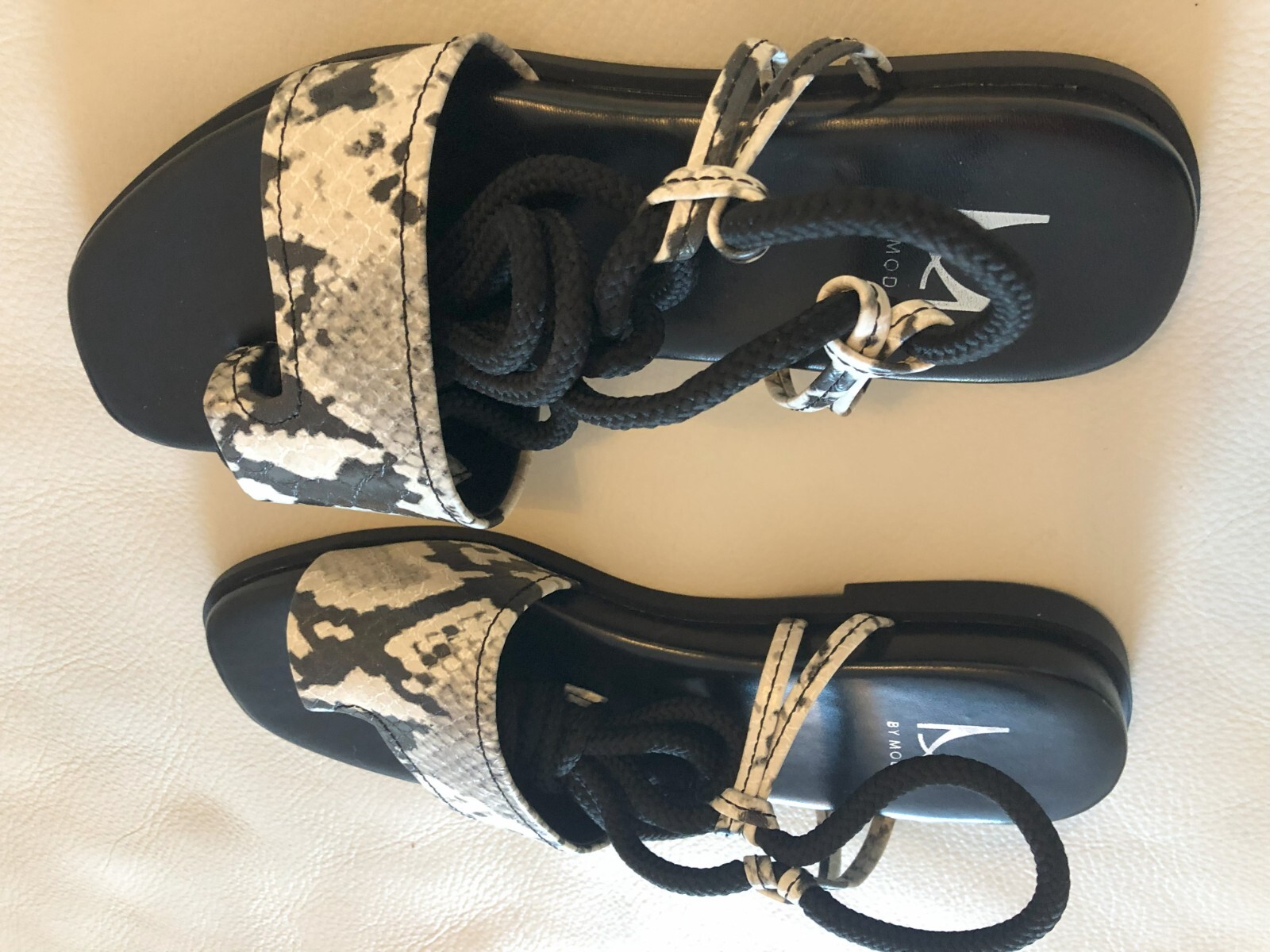 APL Sandali M By Moda Inma Neri Mono Snake Porvair UK 3 NUOVI CON SCATOLA CTRL 55 95