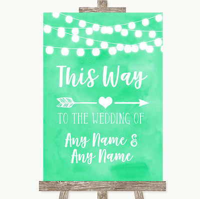 Mintgrün Aquarell leuchtet so Pfeil rechts personalisiert Hochzeitsschild