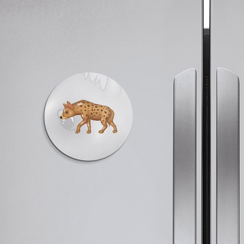 Hyena Mascot Animal | 4'' X 4'' Round Decorative Magnet - Picture 2 of 2