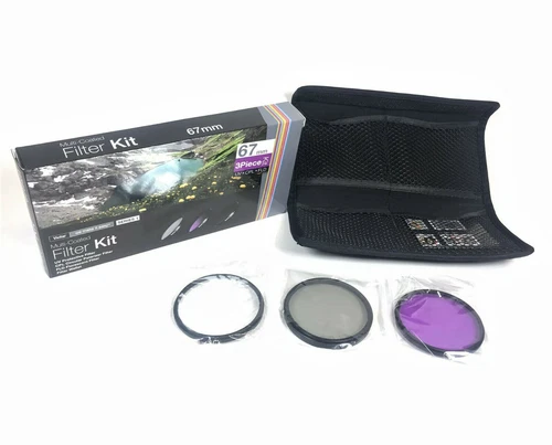 Vivitar 67mm Multi Coated 3 Piece Filter Kit UV CPL FLD VIV-FK3 + Filter Wallet