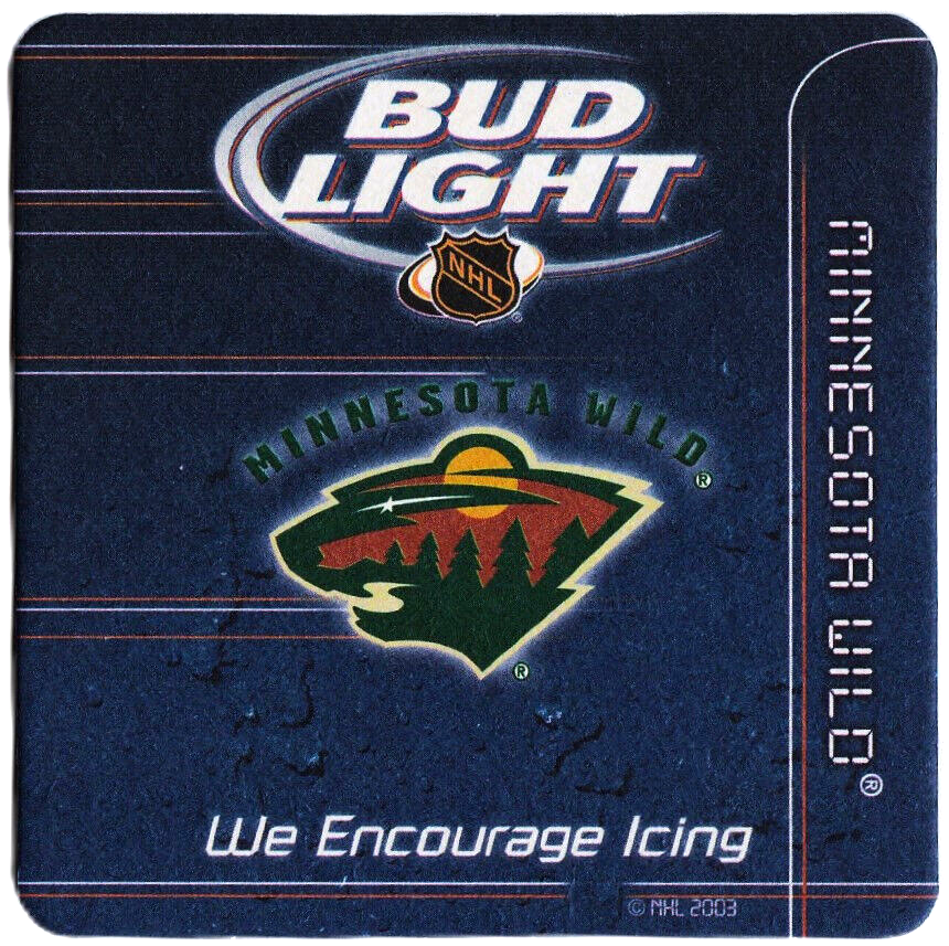 Bud Light Minnesota Wild 2003-04 Home Schedule  Beer Coaster
