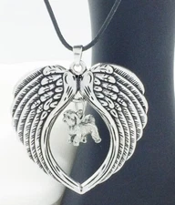 Shih Tzu Puppy Dog  Lovers Angel Wings Memory  Necklace