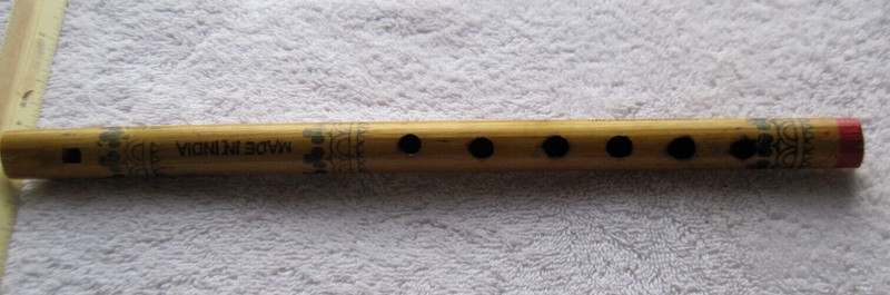 Made in India Wooden Flute Black Clover Clubs Arches Possibly Bamboo Hand Carved