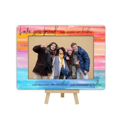 Best Friends Picture Frame Gift, BFF Gifts Wooden Photo Frame with Easel, 4x6 