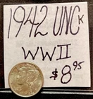 1942 P Mercury Silver Dime (UNC) Uncirculated Condition. WWII Era. ENN Coins