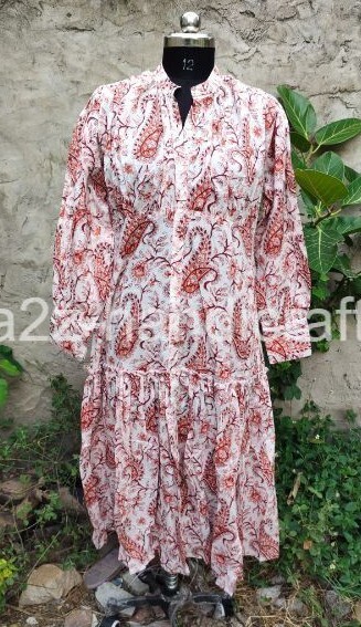 Estándar Ropa Mujer Estampado Vestido Largo - Escote En V 3/4th Manga