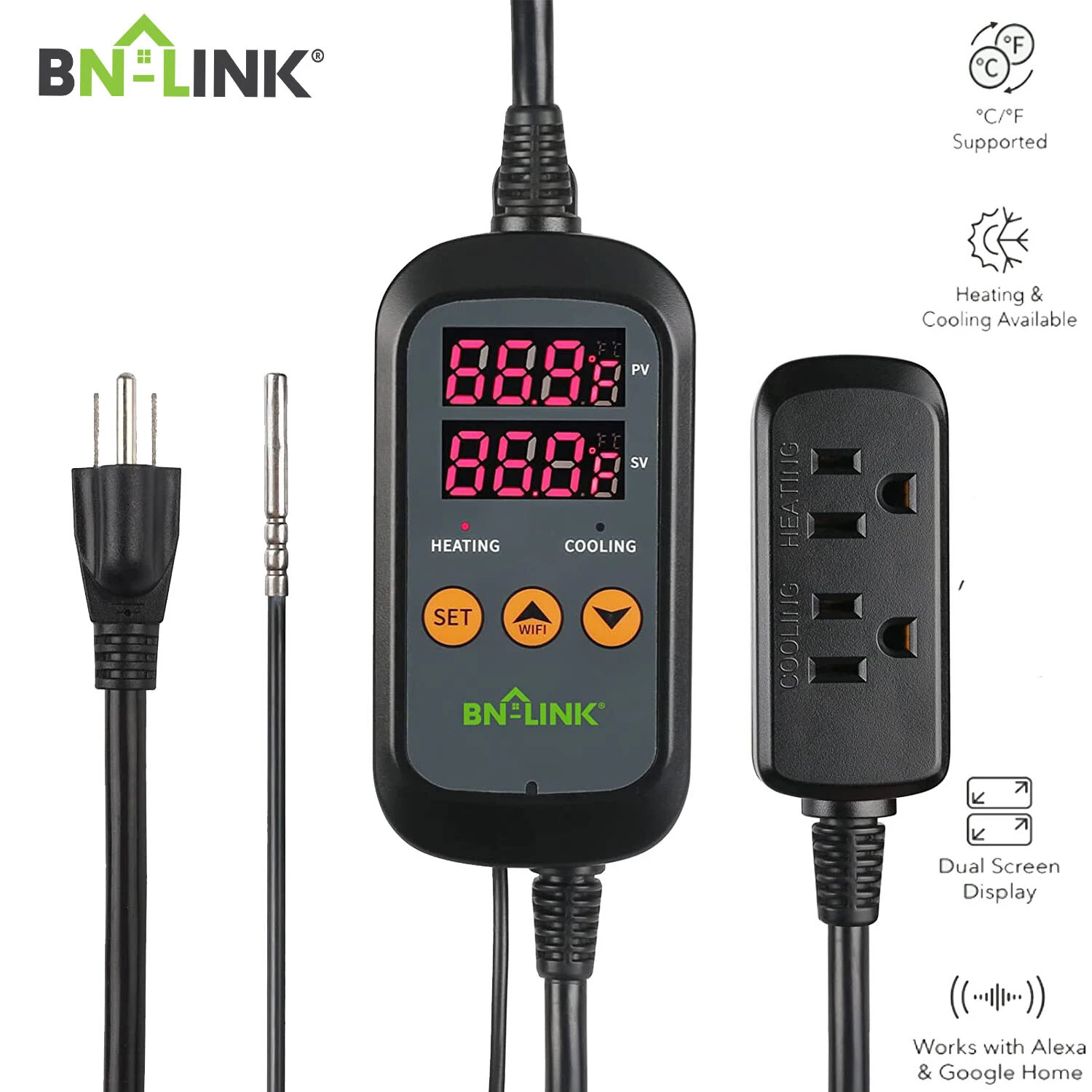 BN-LINK Smart Wi-Fi Digital Temperature Controller Heating Cooling For Reptiles