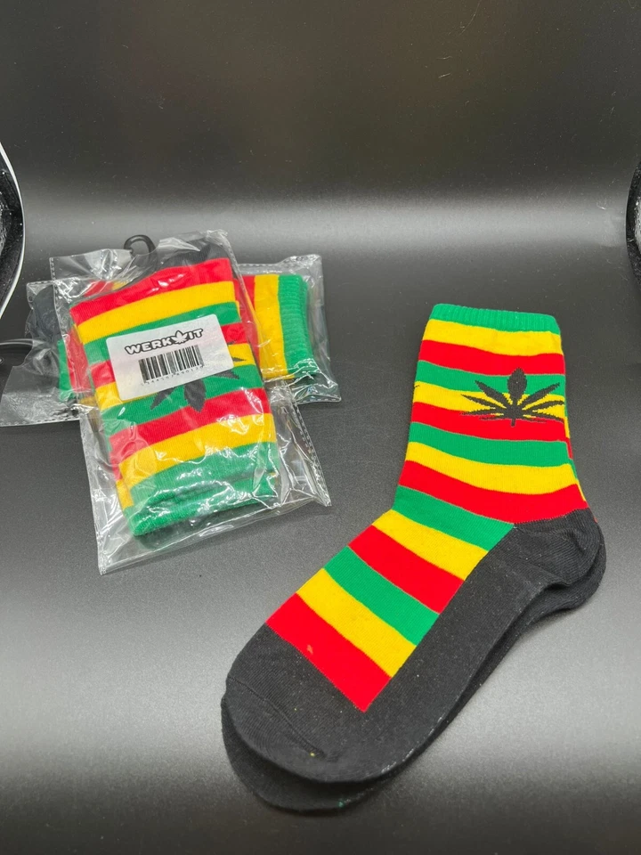 3 пары мужских спортивных длинных носков из листьев марихуаны серых растамановых хлопчатобумажных - Изображение 4 из 4