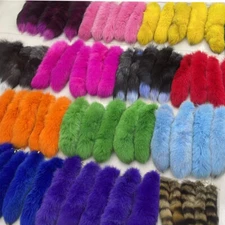 16"-18" Real Fox Fur Tail Dyed From Blue Fox Tail Keychain Pendant Cosplay Toys
