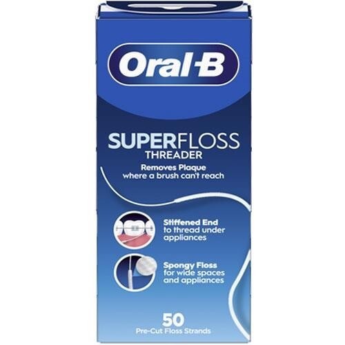 2 x Oral B Super Floss 50 hebras de corte pre enhebradoras | hilo dental encías saludables - Imagen 8 de 9