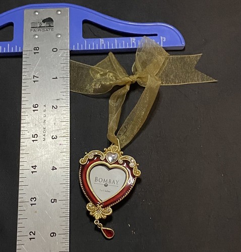 The Bombay Company Heart Shaped Mini Picture Frame 1x1 Ornament Rhinestone - Picture 9 of 10